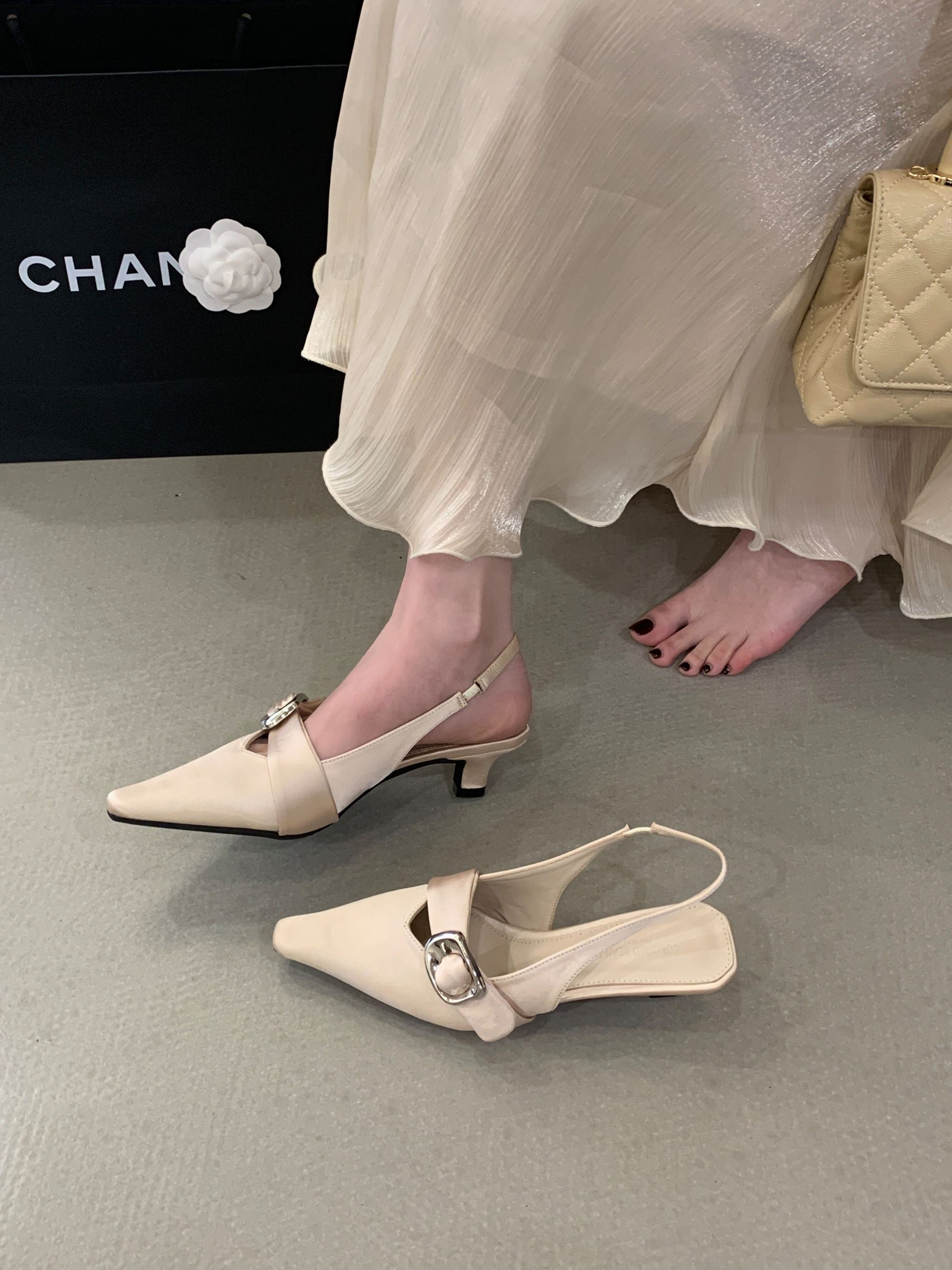2026 New Women's Sandals Low Heel Backless Square Toe French Style Comfortable Office Shoes